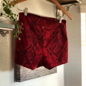 Lululemon pink mock snakeskin high waisted shorts